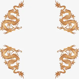 矢量手绘金龙边框免抠