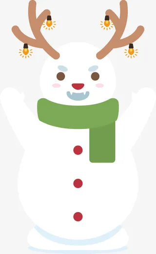 鹿角彩灯圣诞节雪人免抠