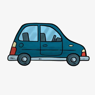 蓝色卡通汽车侧面免抠