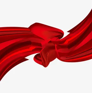 创意喜庆红色绸带免抠