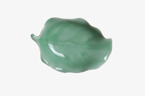 青瓷手工制树叶型茶勺茶铲茶匙免抠