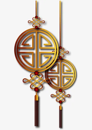 春节黄色中国结挂饰免抠