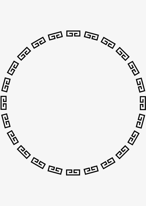 复古圆形花纹边框免抠