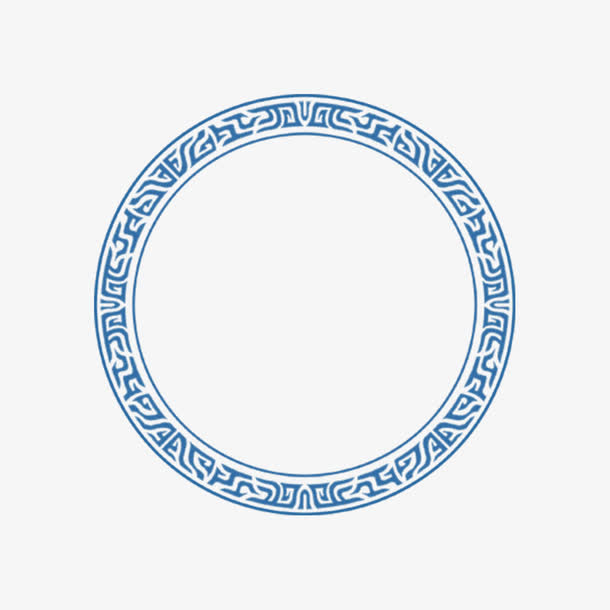 蓝色圆形图案边框免抠