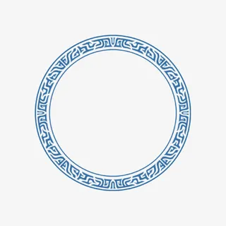 蓝色圆形图案边框免抠