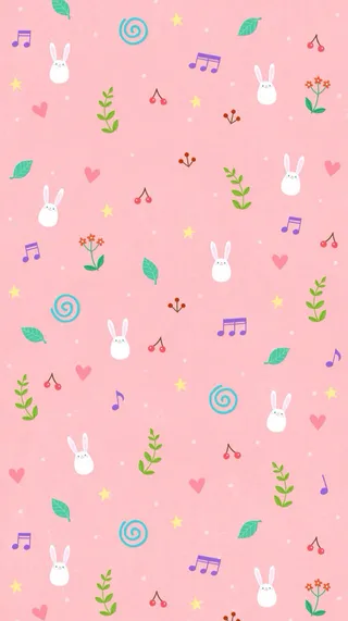 手绘可爱卡通兔子壁纸平面广告高清