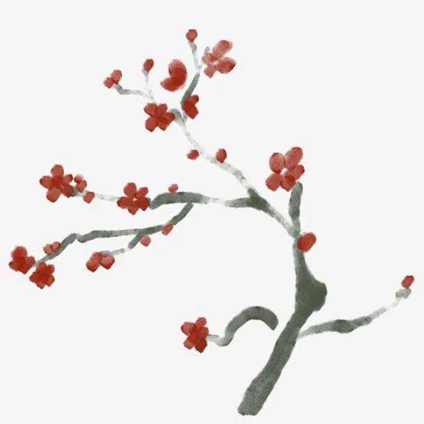 水墨梅花装饰植物免抠