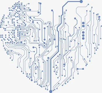 蓝色心线路图素材免抠