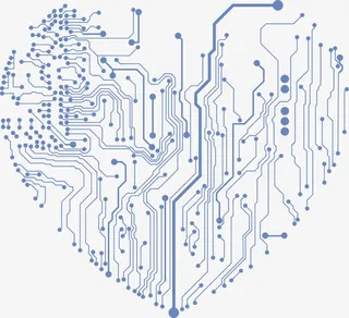 蓝色心线路图素材免抠