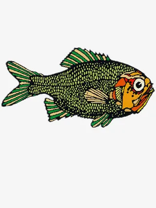 刺绣鱼花纹图案免抠