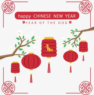 中国风灯笼春节海报免抠