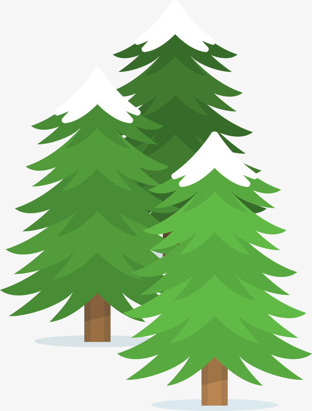 绿色冬日积雪圣诞树免抠