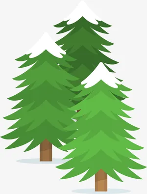 绿色冬日积雪圣诞树免抠