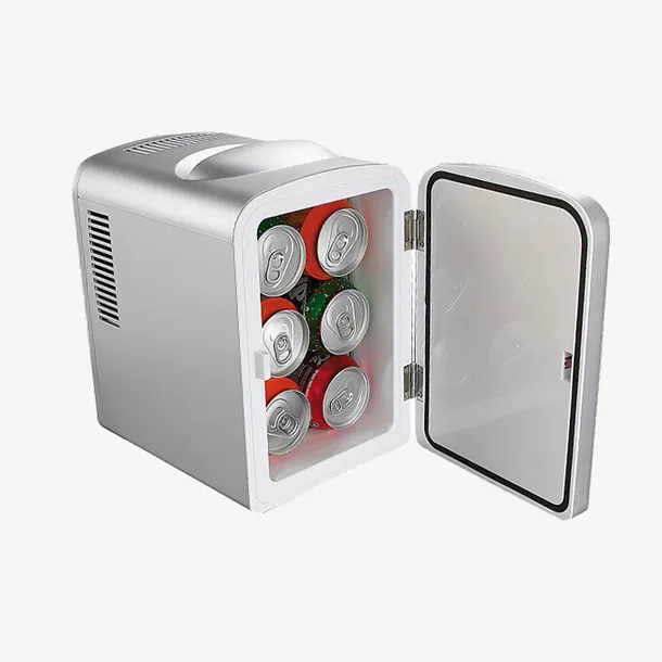 银色车载冰箱设计素材免抠