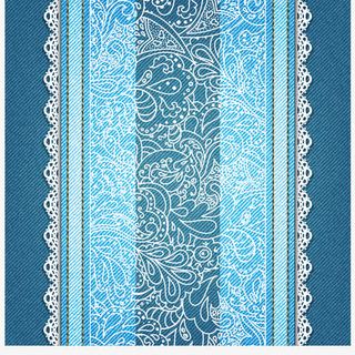 蓝色牛仔蕾丝花边纹理素材免抠