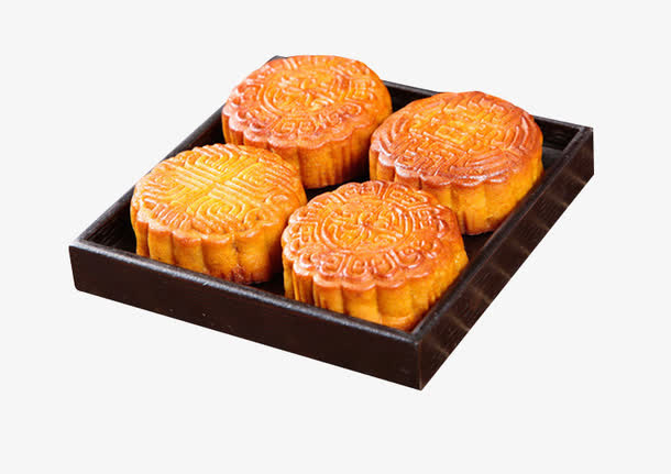 四枚装月饼素材免抠