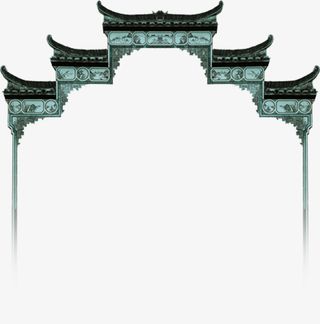 江南牌坊装饰雄伟壮观的城门免抠