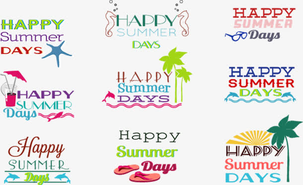 小清新夏日summer字体装饰免抠