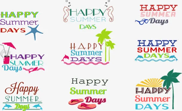 小清新夏日summer字体装饰免抠