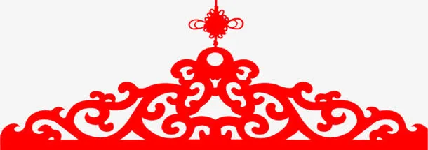 红色中国风新年花纹免抠