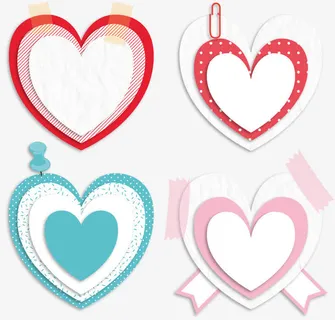 矢量手绘心形标签免抠