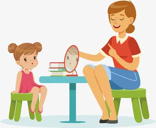 卡通母女教学场景免抠