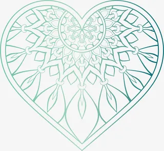 翠绿色爱心浮雕花免抠