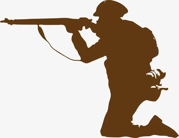 咖啡色射击士兵免抠