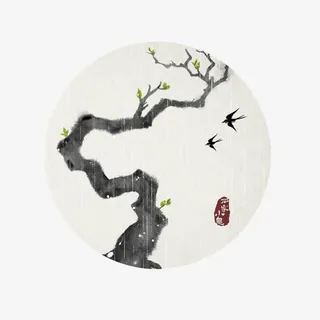 圆形雨水节气图案免抠