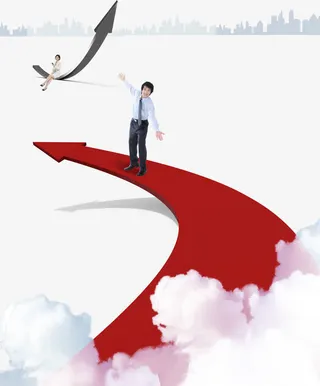 红色箭头上的商务男士免抠