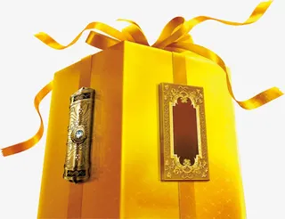 黄色奢华大气礼物包装免抠