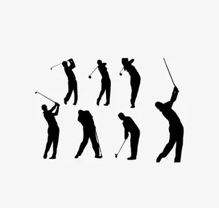 运动风打高尔夫剪影免抠