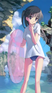 手绘女孩游泳H5背景高清