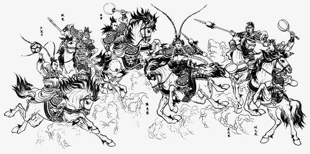 线描古代打仗免抠
