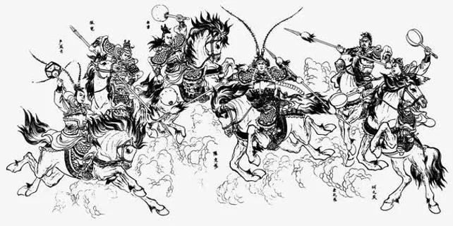 线描古代打仗免抠