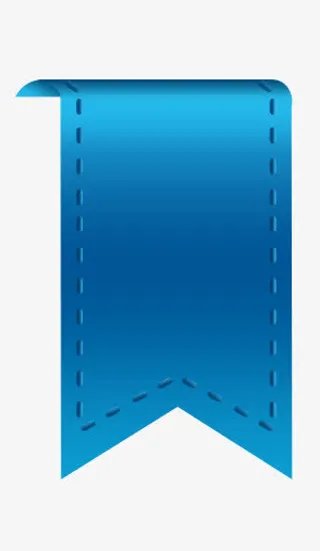 蓝色丝带标签免抠