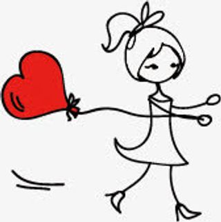 卡通心形气球女孩免抠