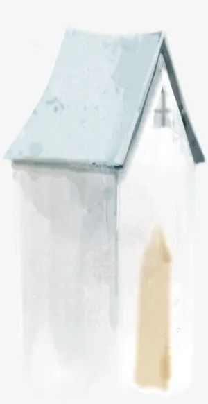 冬日水墨建筑手绘免抠