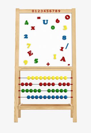 手绘字白黑板算盘架免抠