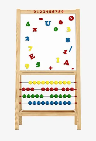 手绘字白黑板算盘架免抠