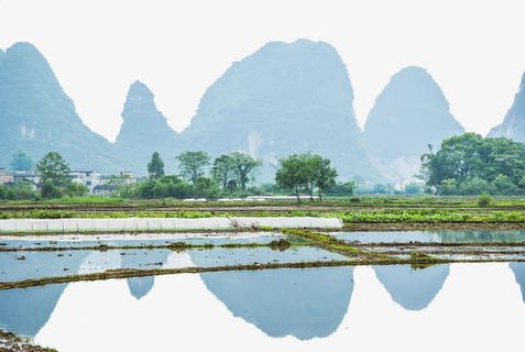 中国风山水美景图免抠