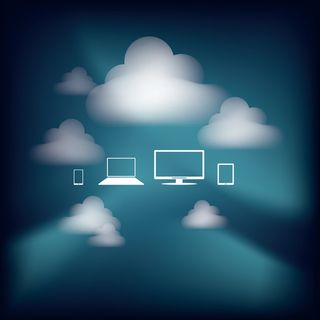 蓝色渐变云端存储背景素材高清