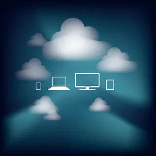 蓝色渐变云端存储背景素材高清