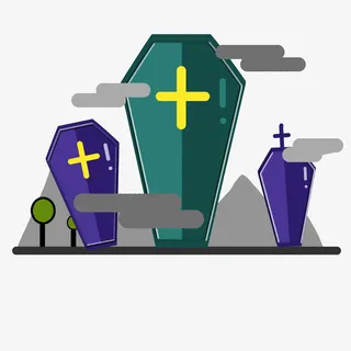 万圣节卡通小棺材免抠