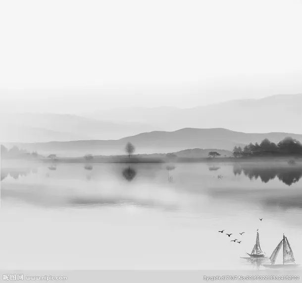 水墨风景山水广景免抠