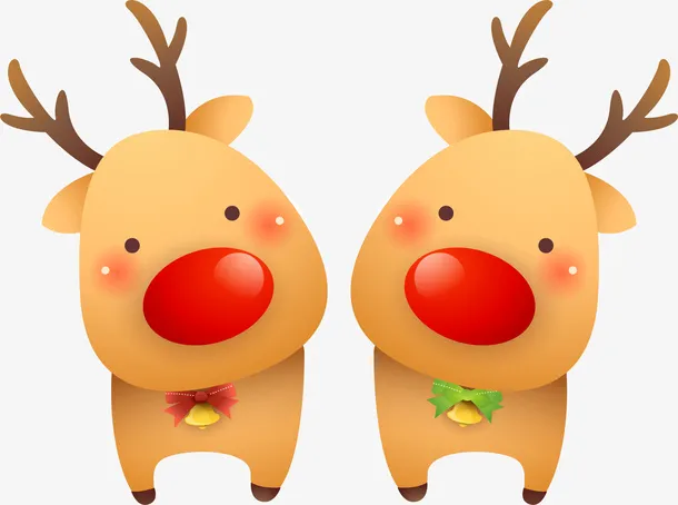 黄色卡通可爱驯鹿免抠