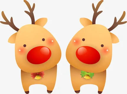 黄色卡通可爱驯鹿免抠