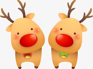 黄色卡通可爱驯鹿免抠