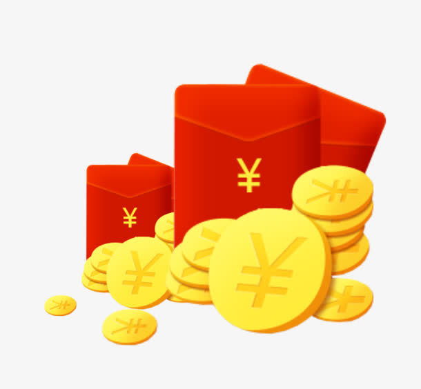 3D立体金币红包免抠