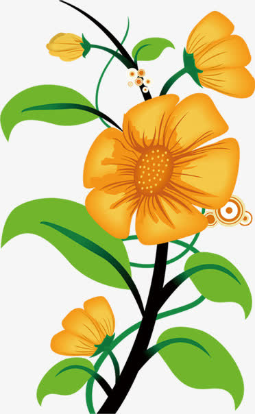 春天手绘黄色花朵植物免抠